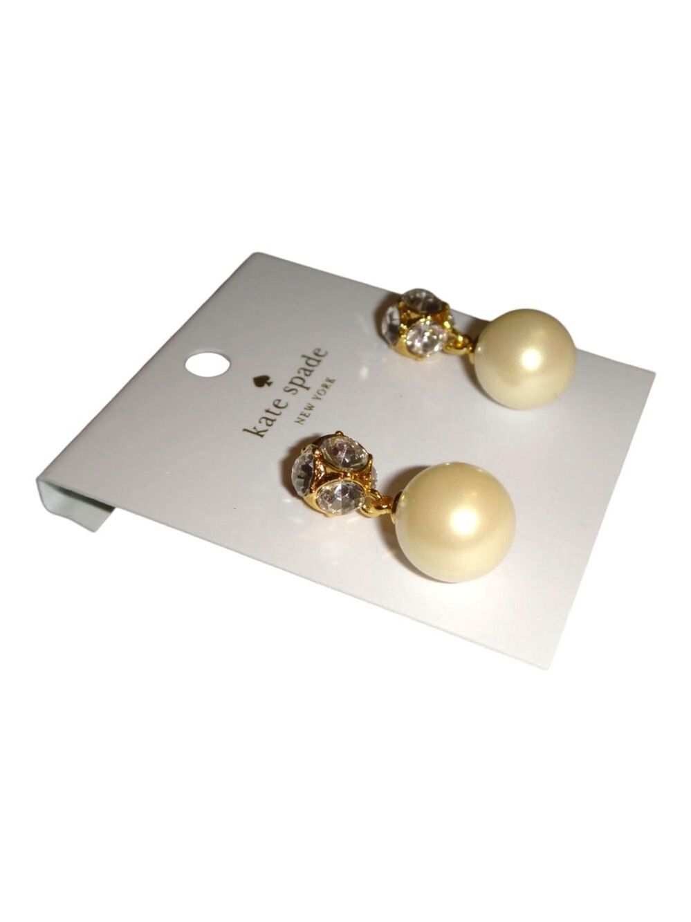 Kate Spade Lady Marmalade Drop Earrings Cream Pearl Crystals Gold Tone NWT 2310 - Picture 4 of 8
